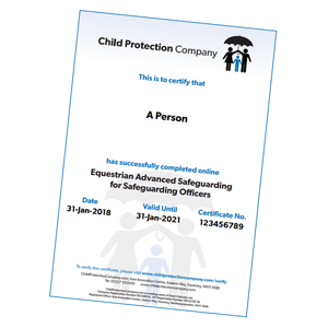 Equestrian Advanced Safeguarding for Safeguarding Officers Certificate Equestrian Advanced Safeguarding for Safeguarding Officers Certificate