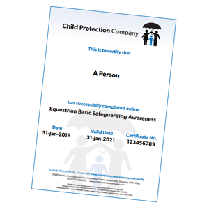 Equestrian Basic Safeguarding Awareness Certificate Equestrian Basic Safeguarding Awareness Certificate