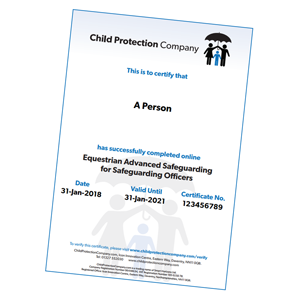 Equestrian Advanced Safeguarding for Safeguarding Officers Certificate