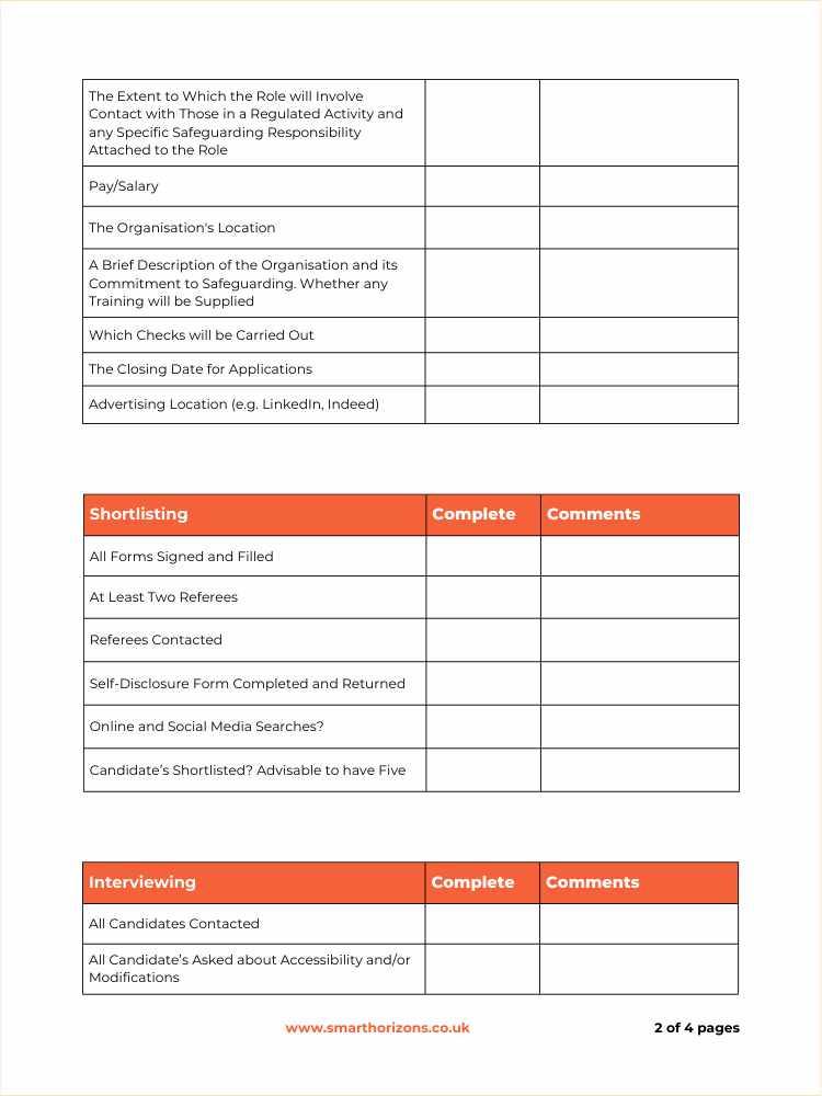 Safer recruitment checklist page 2