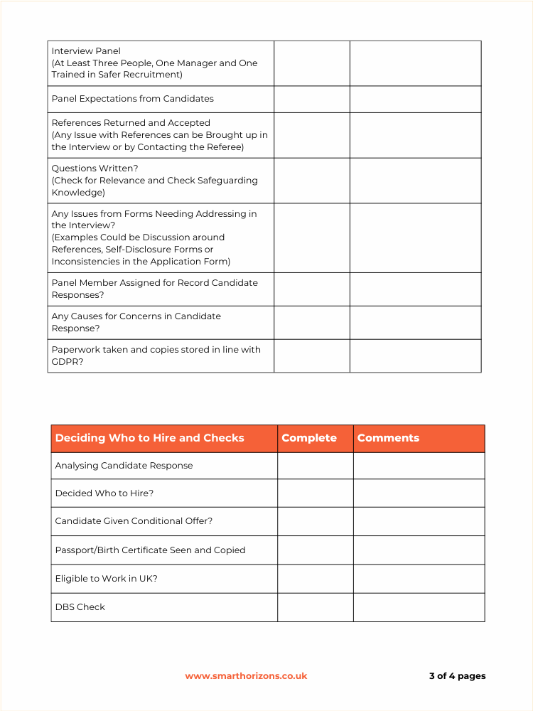 Safer recruitment checklist page 3