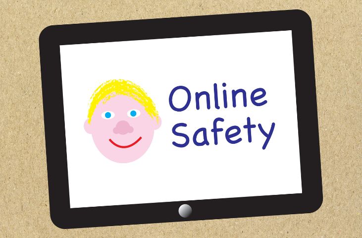 A device with the words 'Online Safety' and a picture of a child.