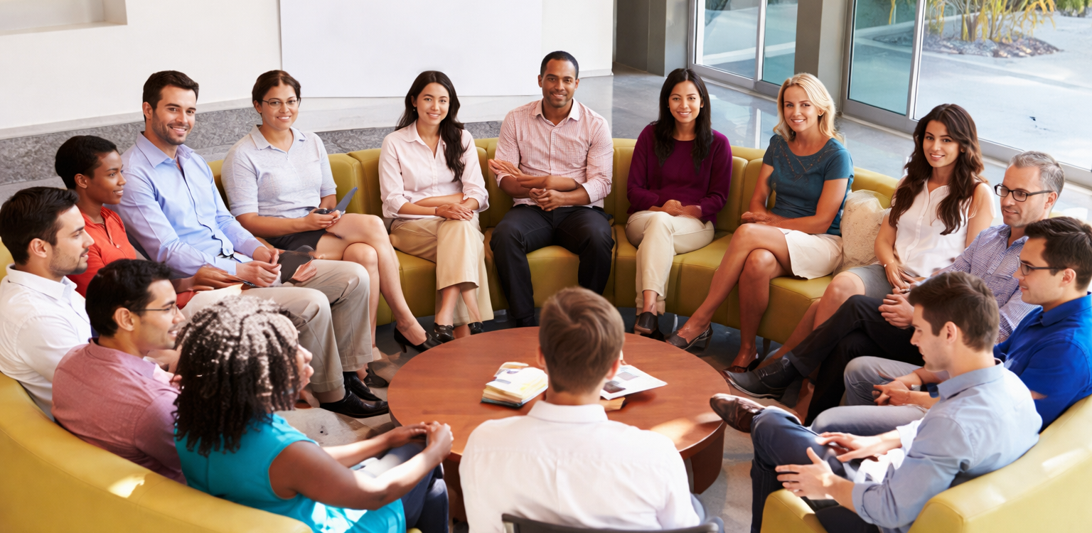 A group safeguarding supervision session with staff in similar roles
