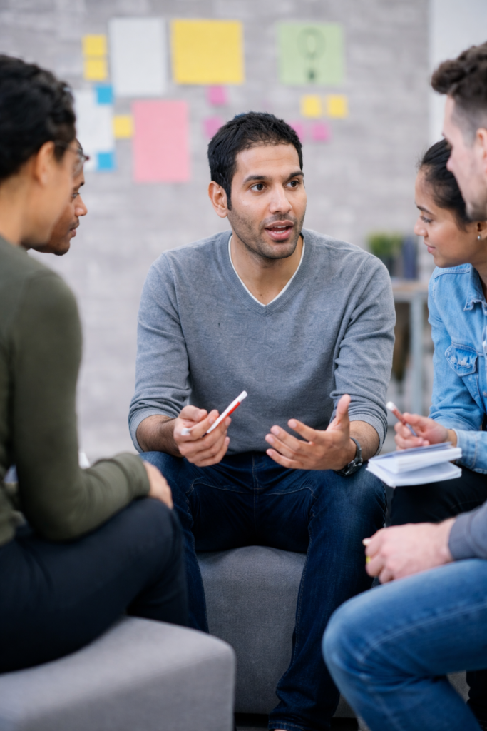 A group of people doing Safeguarding Supervision with a consultant