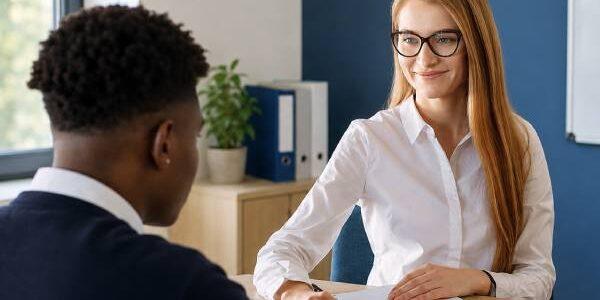 Education professional conducting an interview
