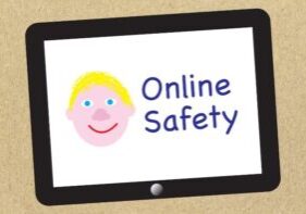 A device with the words 'Online Safety' and a picture of a child.